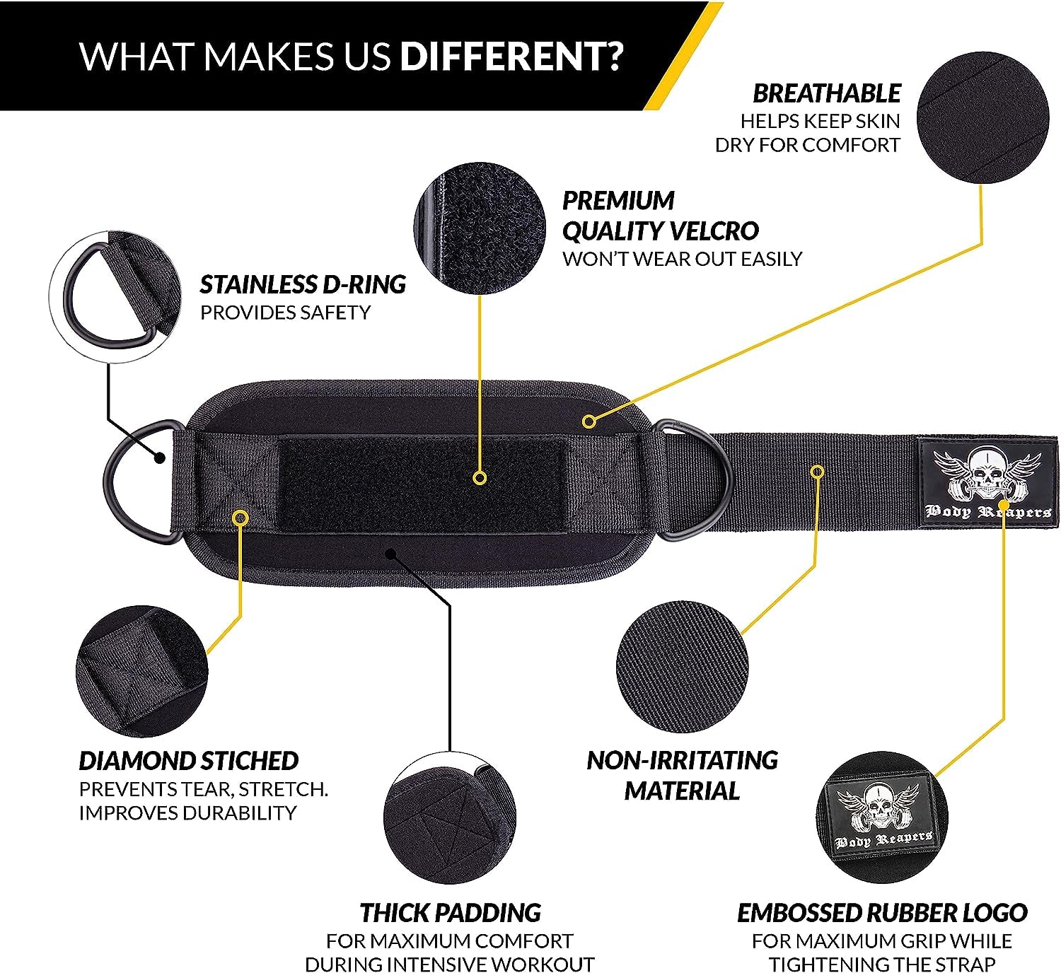 Adjustable Ankle Strap for Cable Machines with Durable Double D-Rings and Cushioned Design for Enhanced Lower Body Workouts