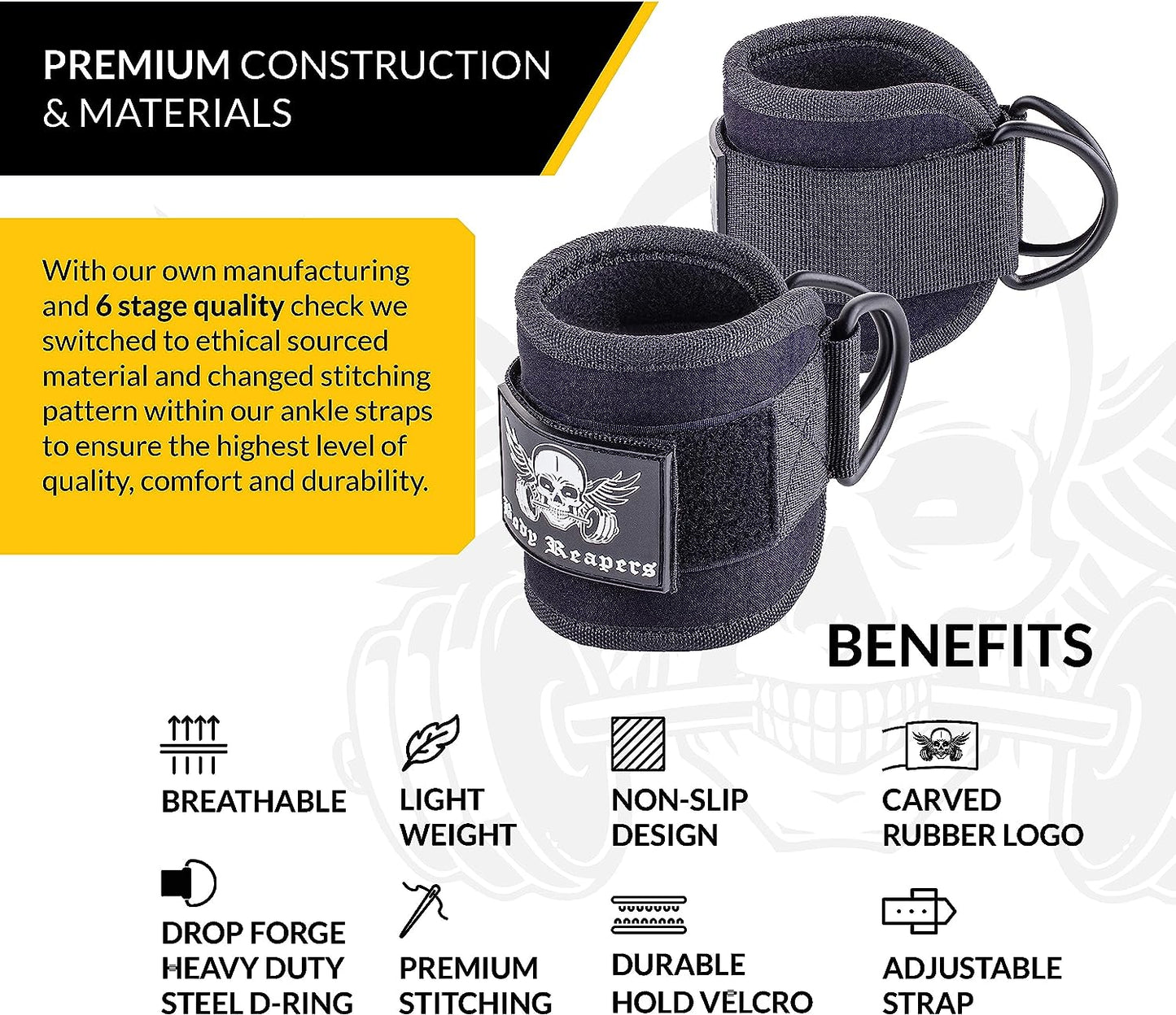 Adjustable Ankle Strap for Cable Machines with Durable Double D-Rings and Cushioned Design for Enhanced Lower Body Workouts